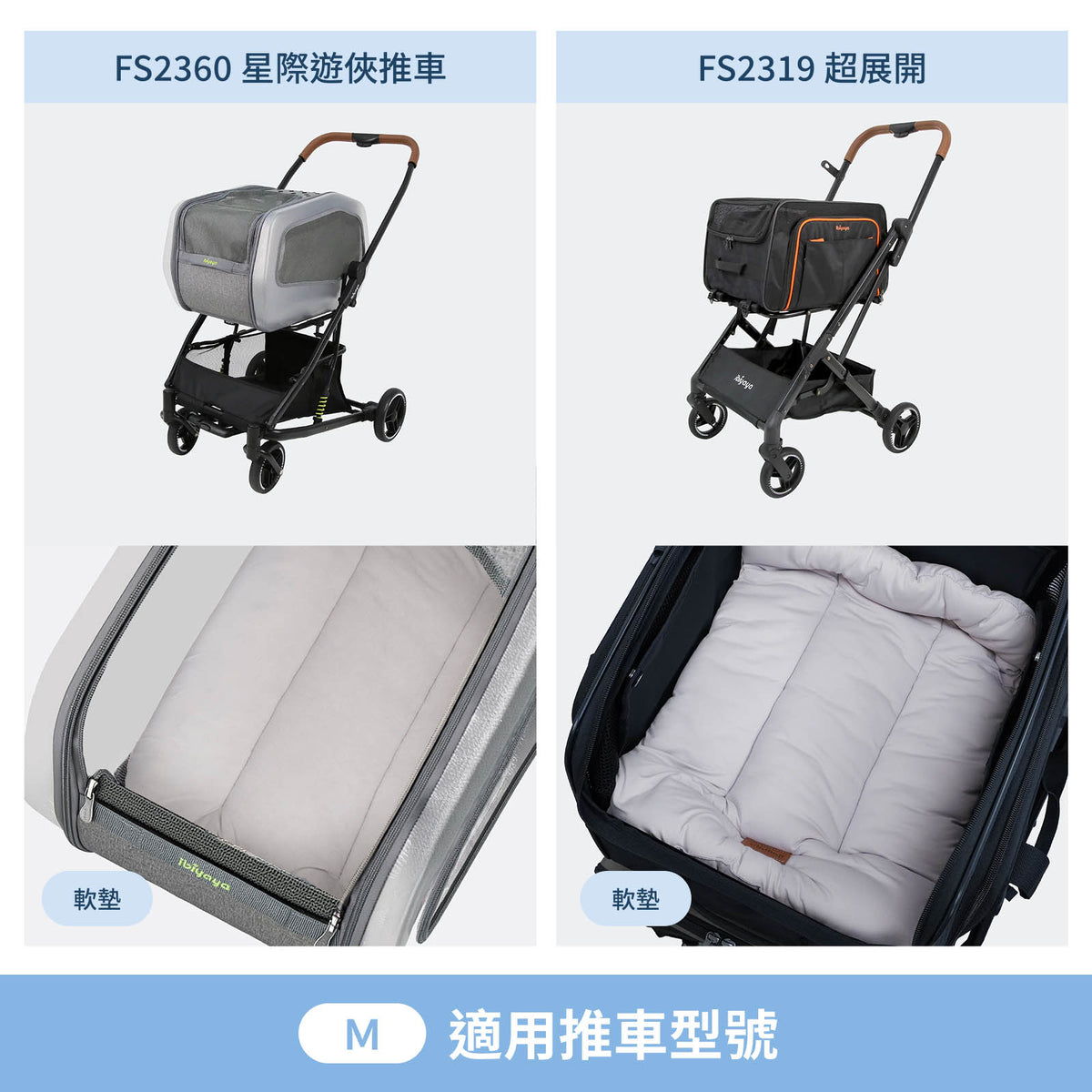 軟綿眠雙面寵物推車墊套組-M